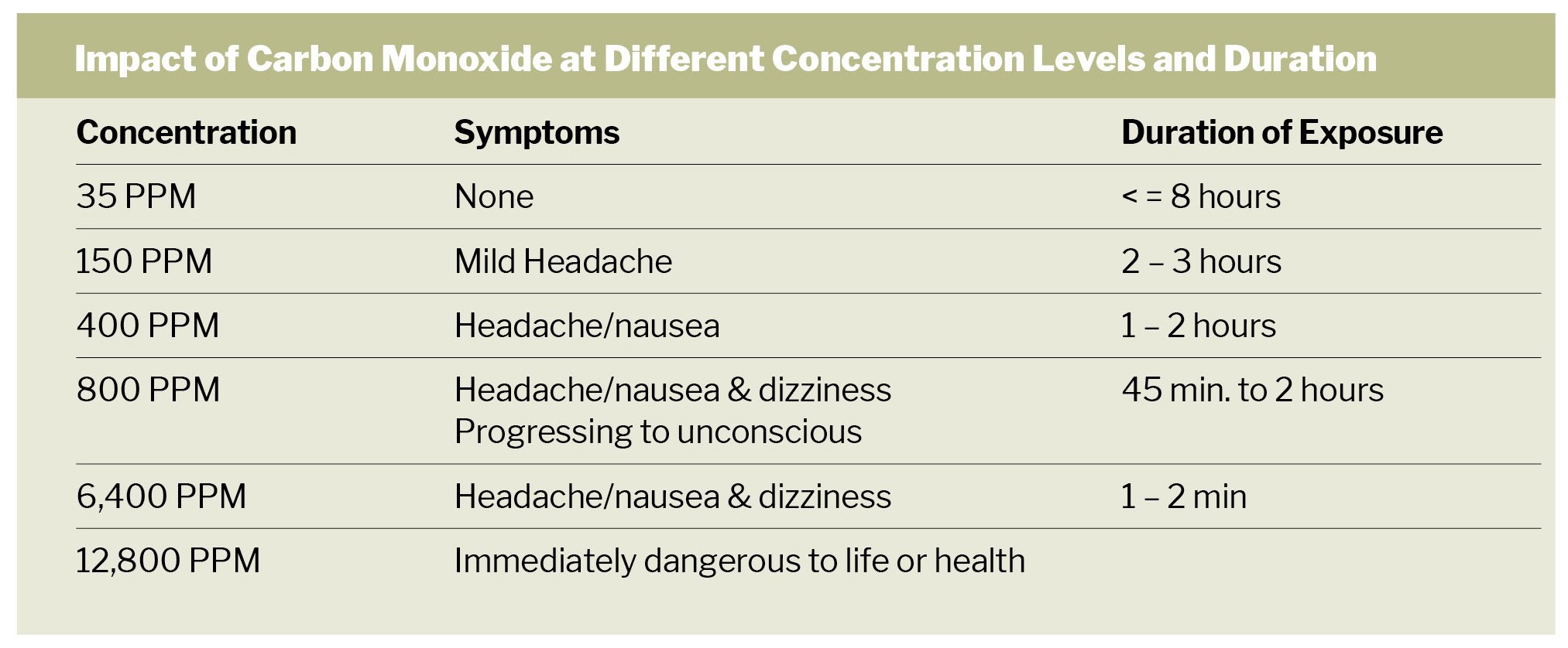 Impact of Carbon Monoxide at Different Concentration Levels and Duration